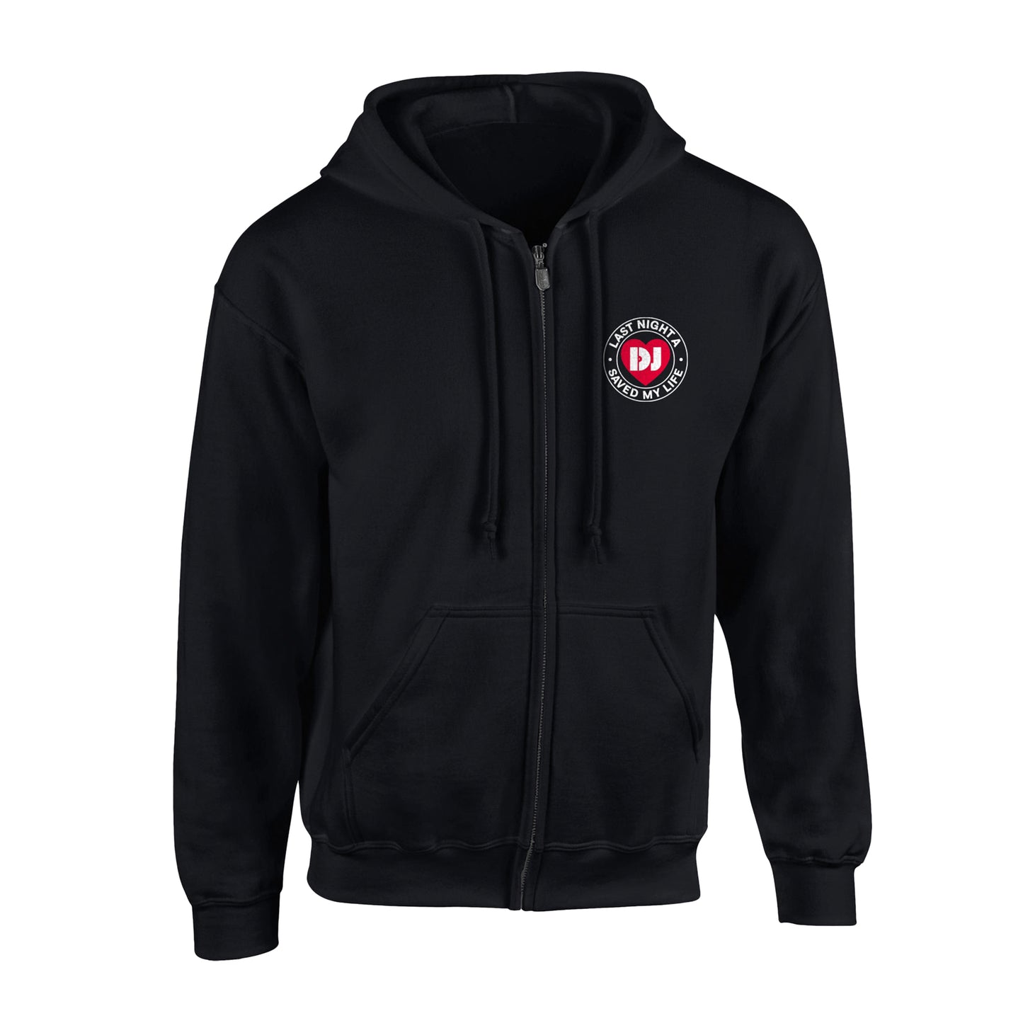Last Night A DJ Saved My Life Playlist Zipped Hoodie front view