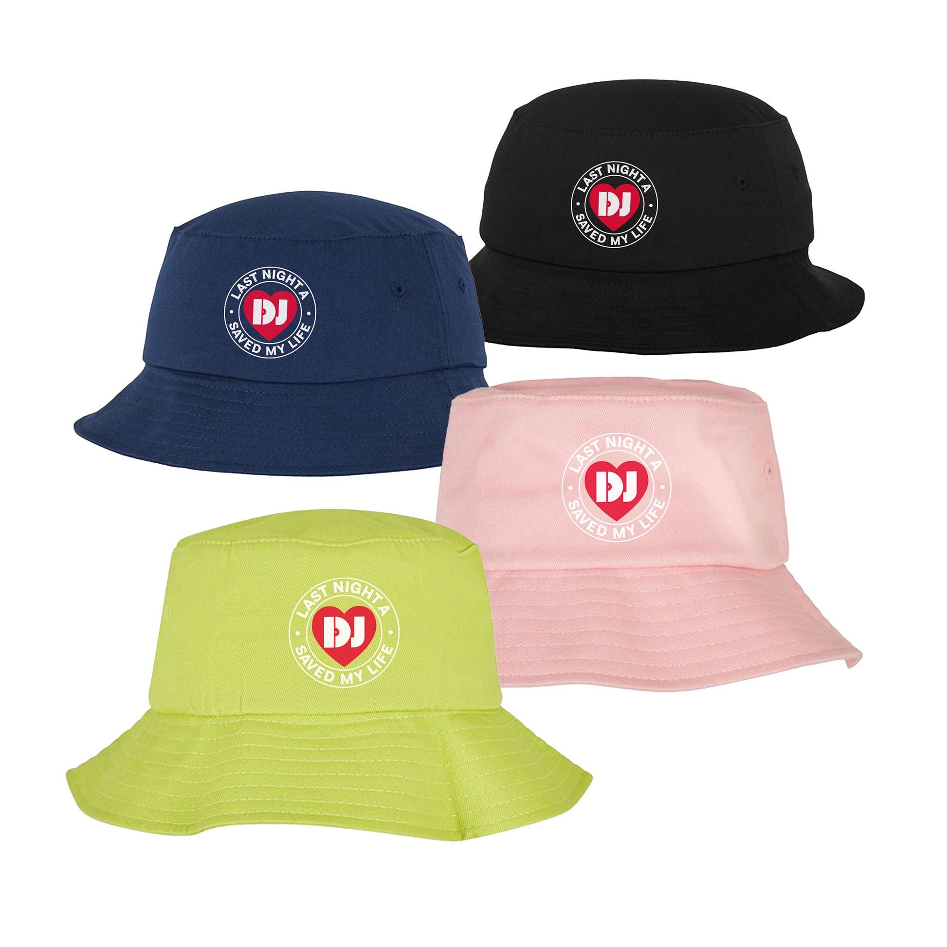 Last Night A DJ Saved My Life Logo Bucket Hat in various colours
